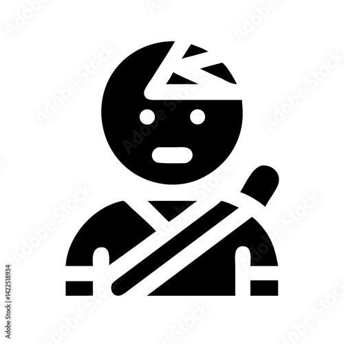 user injured glyph  flat vector icon