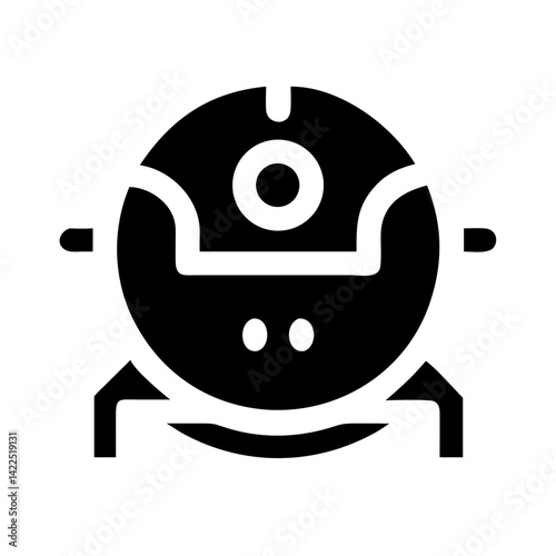 vacuum robot glyph flat vector icon