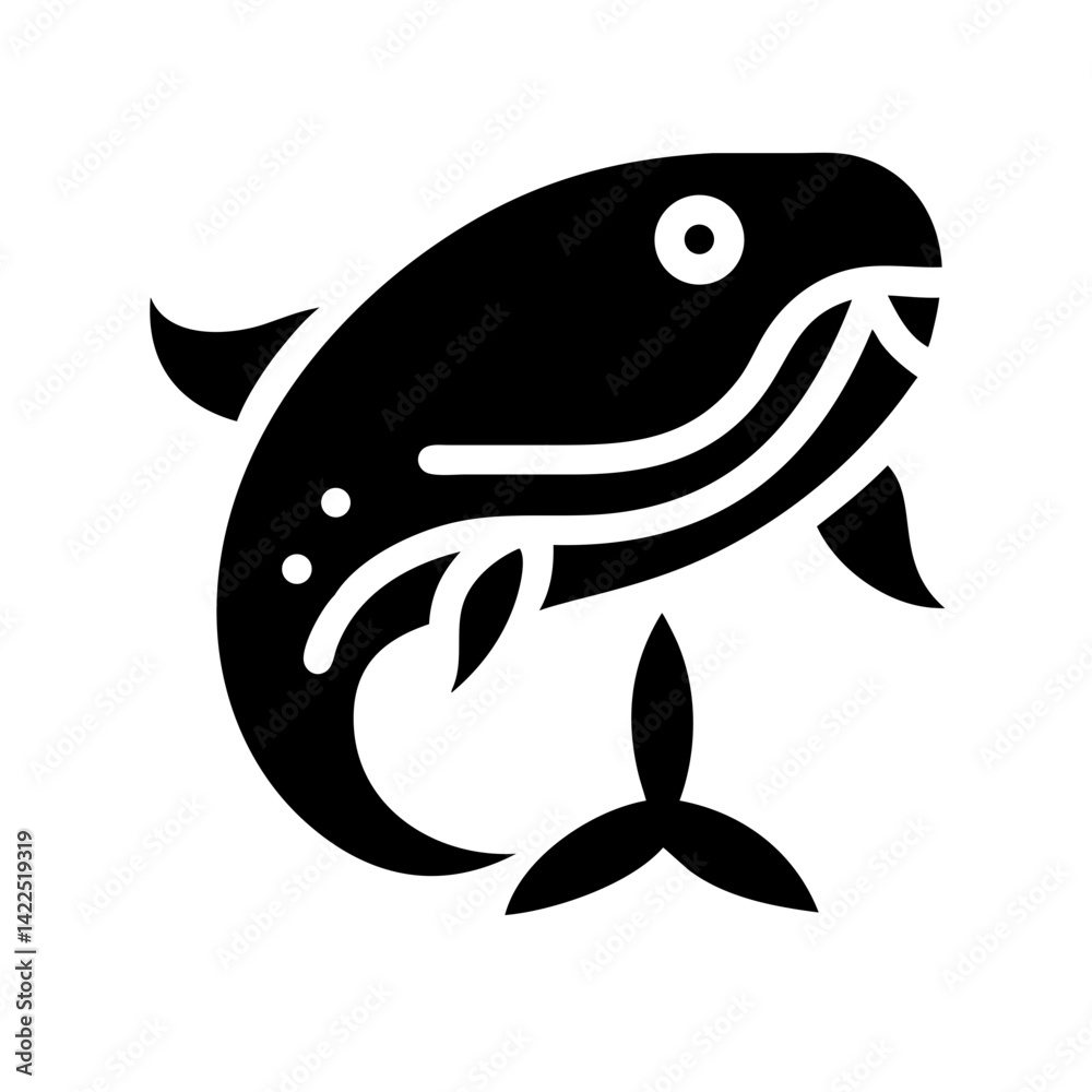Obraz premium whale glyph flat vector icon