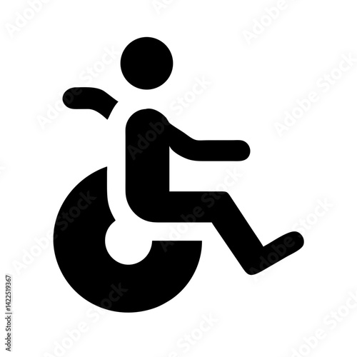 wheelchair move glyph flat vector icon