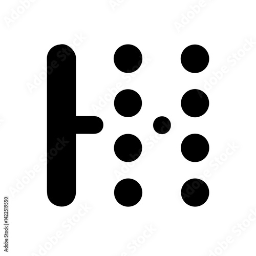 braille h glyph flat vector icon