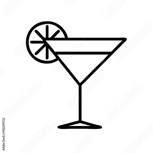 martini glass citrus glyph  flat vector icon