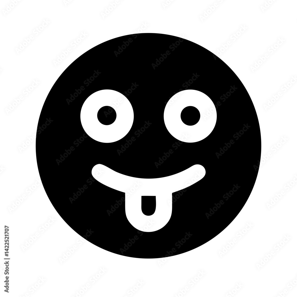 silly emoji glyph icon ( ) flat vector icon silly emoji glyph icon ( ) flat vector icon