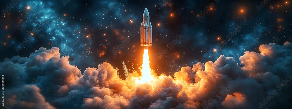 Fototapeta premium Innovation Ignition. Inspiring creativity with rocket launch concept