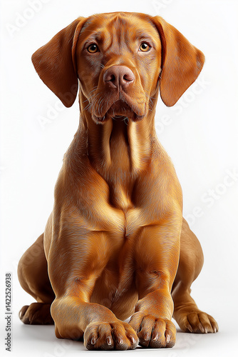Wallpaper Mural Majestic Portrait: A Dignified Brown Dog, Possibly a Doberman Pinscher or Similar Breed, Sitting Calmly Against a Pristine White Background Torontodigital.ca