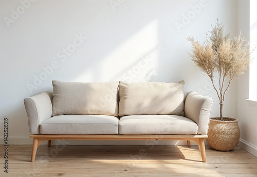 Scandinavian Room with Beige Sofa