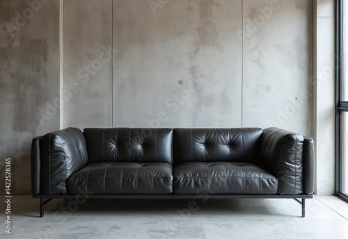 Black Leather Sofa in Minimal Room