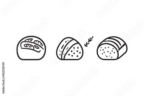 Sourdough bread simple 2D line illustration