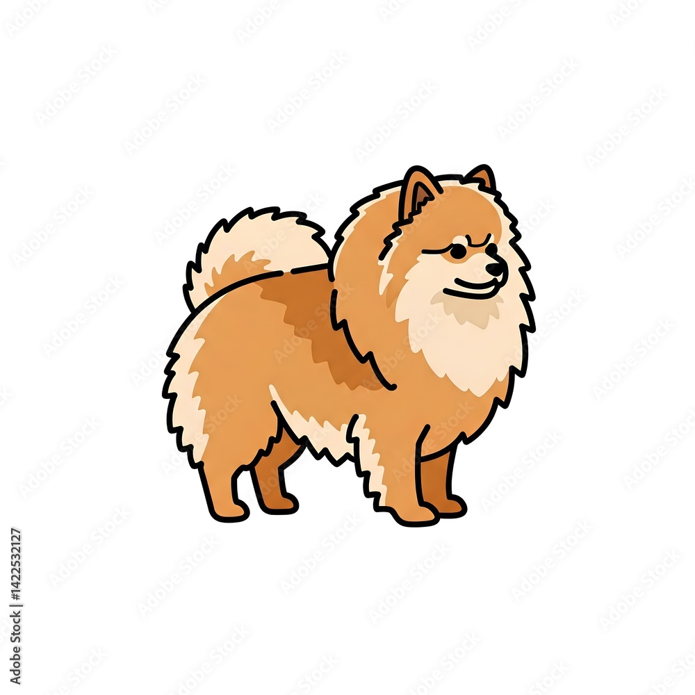 Adorable Pomeranian Dog Breed Illustration Fluffy Pet Canine Cartoon Animal Design Adorable Pomeranian Dog Breed Illustration Fluffy Pet Canine Cartoon Animal Design