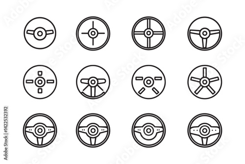 Steering wheel icon minimalist line art