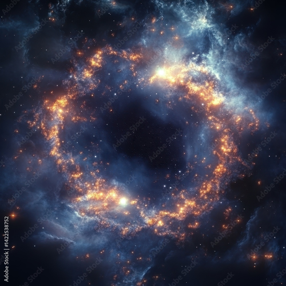 Obraz premium Cosmic ring of fiery nebulae.