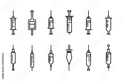 syringe  ultra minimalist line art icon