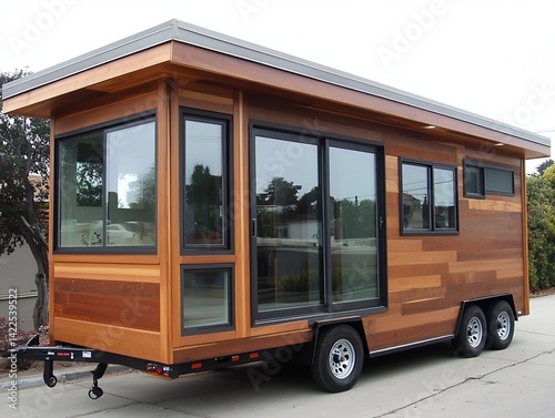 Cedar-Clad Tiny House on Trailer with Black-Framed Windows
