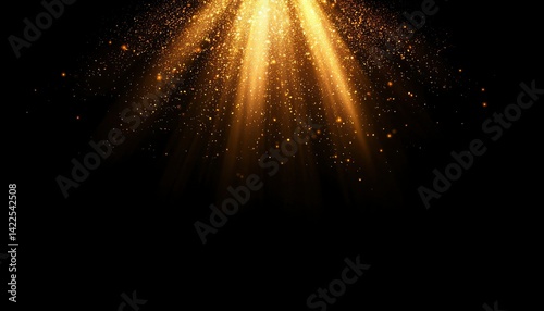 Golden Light Burst on Black Background