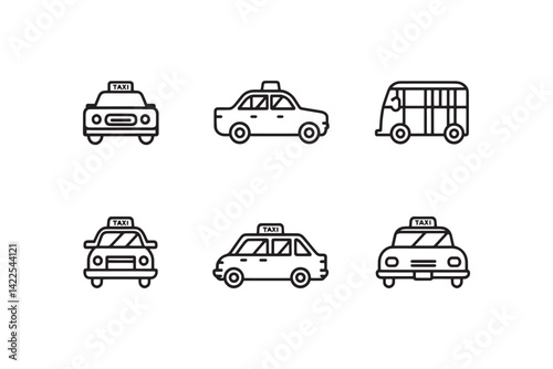 Taxi Icon Modern 2D Line Art