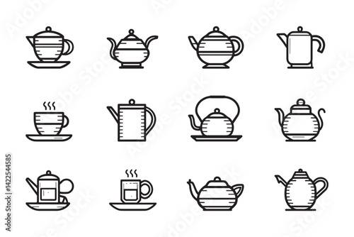 Minimalist Tea Pot Icon Illustration Design