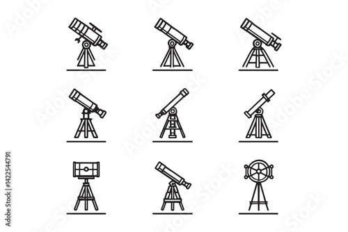 Telescope Icon Ultra Minimalist Line Art