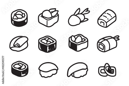 Tempura Icon Line Art Illustration