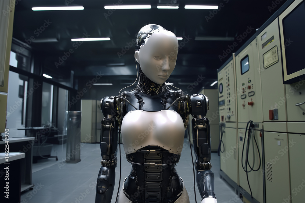 Robot humanoïde dans un laboratoire Robot humanoïde dans un laboratoire