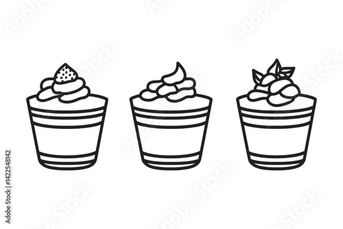 Tiramisu minimalist line art food design