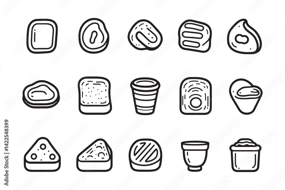 Toast with jam 2D line illustration Toast with jam 2D line illustration