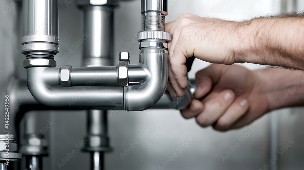 Plumber Fixing a Sink Trap Plumber Fixing a Sink Trap