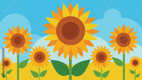 Sunflowers in Full Bloom under a Warm Sun