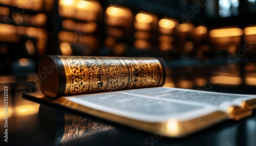 Wallpaper Mural Open book, library setting Torontodigital.ca