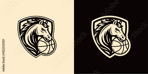Horse head basketball team silhouette logo