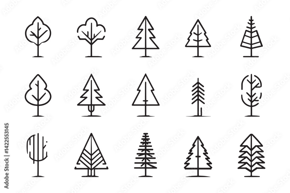 Tree Icon Ultra Minimalist Line Art Tree Icon Ultra Minimalist Line Art