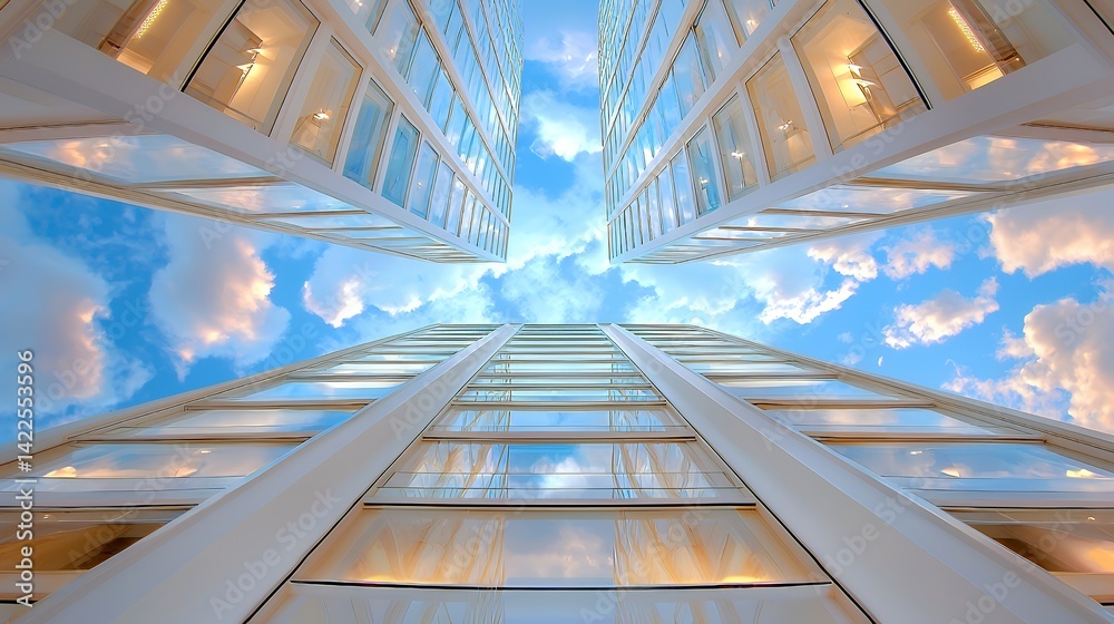 Obraz premium Modern architecture against a bright blue sky