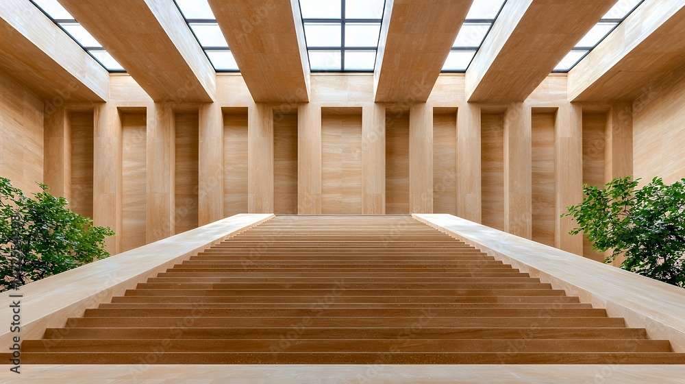 Fototapeta premium Modern architecture interior with stone staircase
