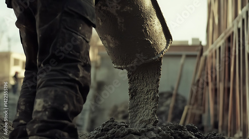 Obraz na płótnie Concrete Pouring at Construction Site w salonie