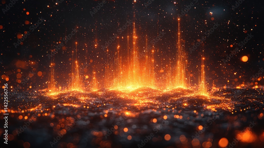 Fiery, digital landscape Fiery, digital landscape