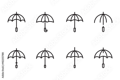 Minimalist Umbrella Icon line art