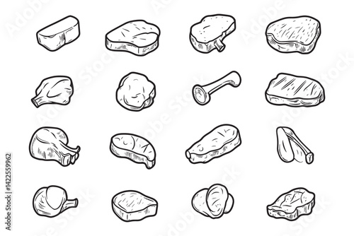 Veal Cutlet Icon 2D Minimalist Line Art