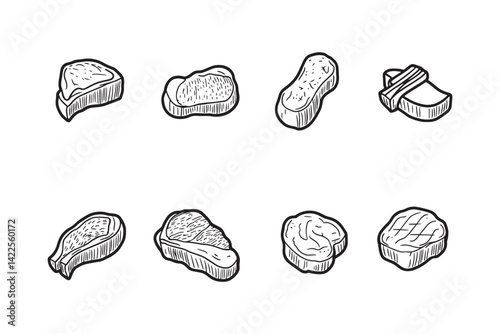 Veal Cutlet Minimalist Line Art Vector
