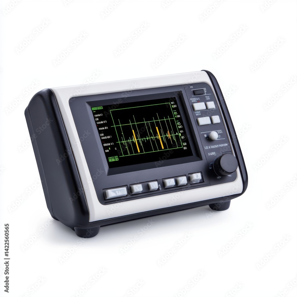 Fototapeta premium Modern Electronic Device Displaying Waveform Data on a Clear Screen for Technical Analysis and Measurement