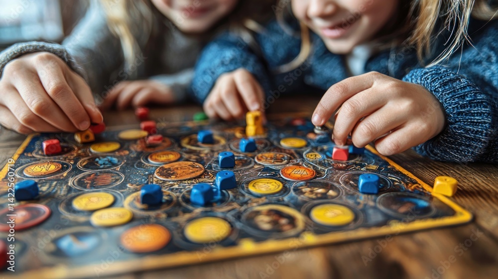 Fototapeta premium Children playing a board game