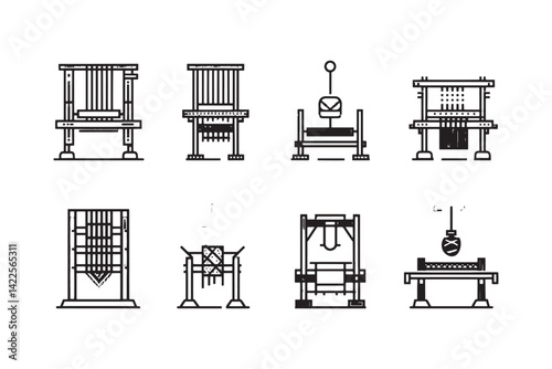 Simple weaving loom minimalist line art