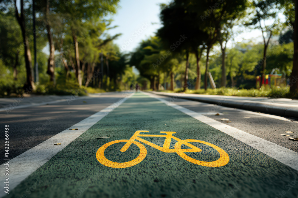 Obraz premium a dedicated cycle path on the side of a road