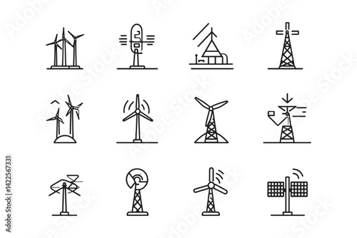 2D wind Power icon ultra minimalist