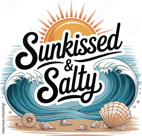 Bright Sunkissed Salty Quote Design for Beach Lovers and Summer Adventures