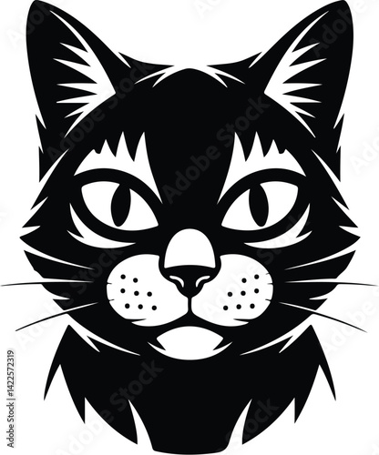 Cat Head Silhouette Set | Pet Animal Face Vector Minimal Cat Face Outline | Cute Kitty Head Clipart