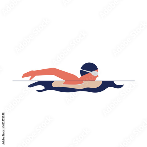 Person swimming in pool, demonstrating athleticism in water, sports and fitness, for fitness websites, sports clubs, health and wellness content, training guides