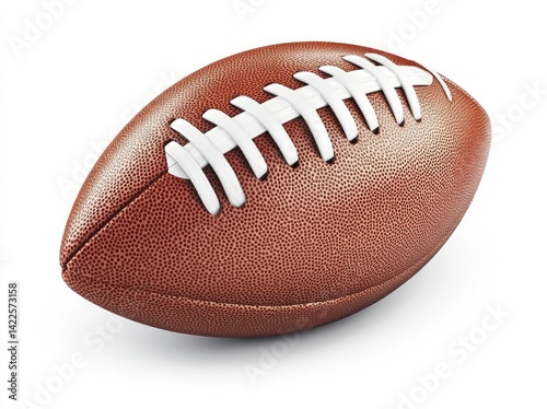American Football: Detailed Brown Leather Ball with White Laces