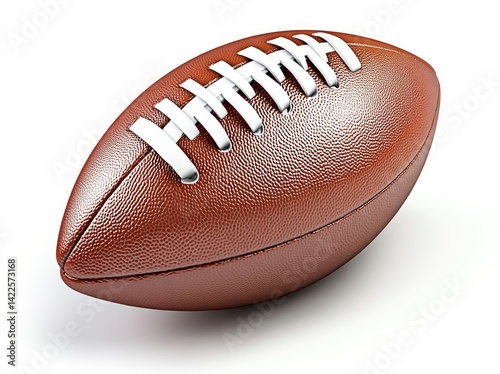 American Football: Classic Brown Leather Ball, Detailed Stitching