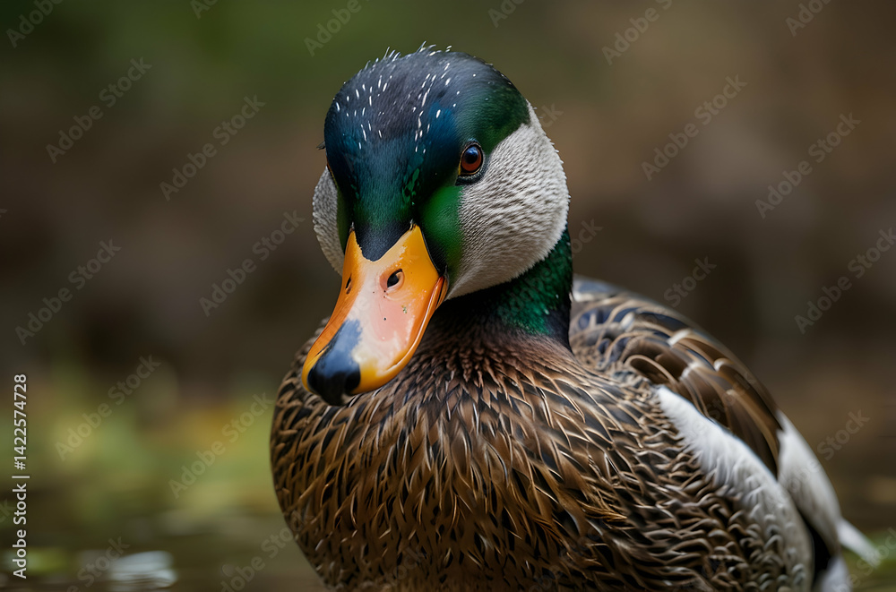 Fototapeta premium Majestic Mallard Duck Headshot