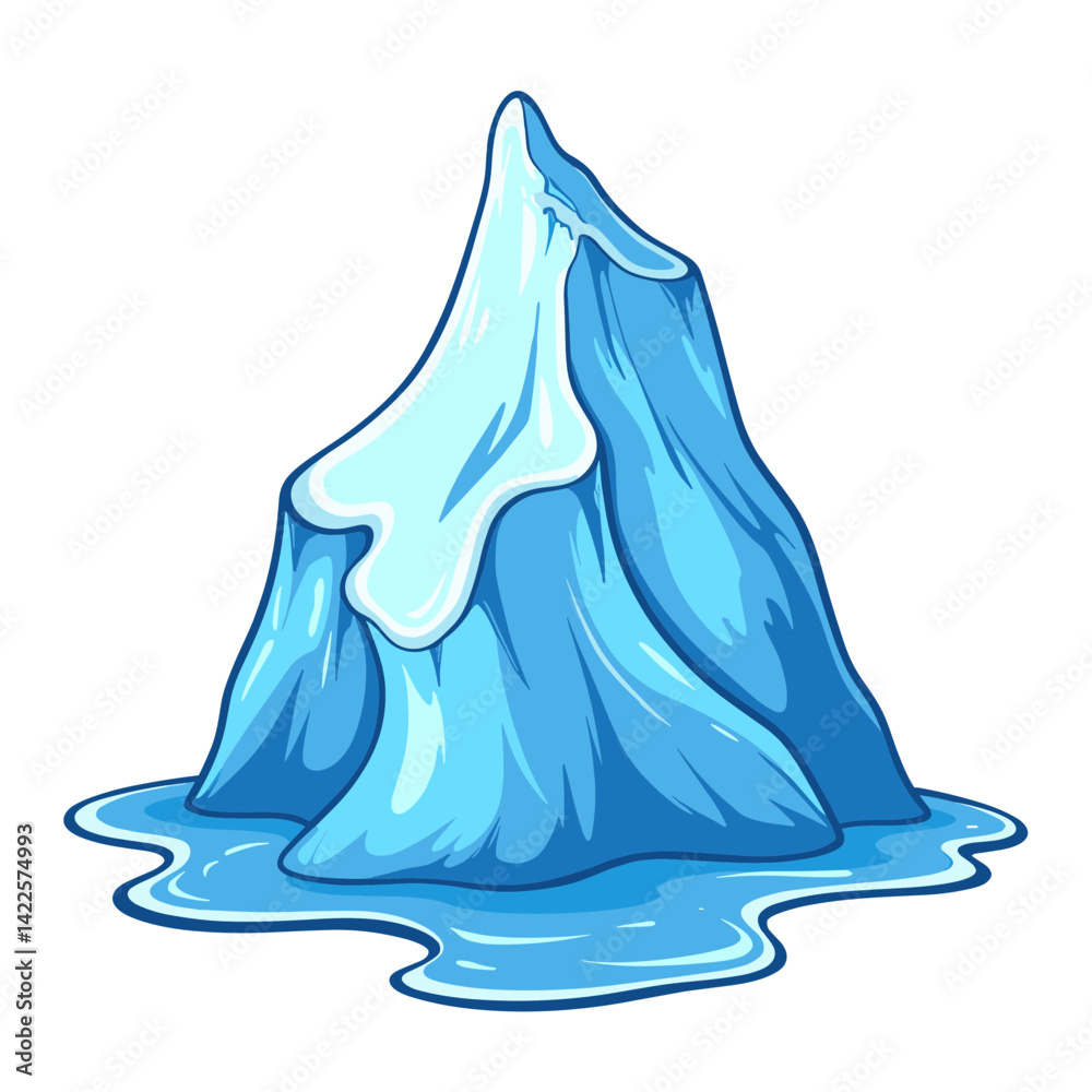 Isolated iceberg vector with melting ice, climate change awareness concept Isolated iceberg vector with melting ice, climate change awareness concept