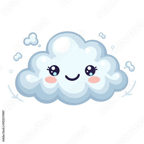 Cute smiling fog cloud vector with cheerful expression, whimsical weather concept